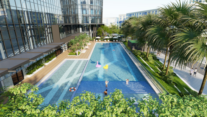 Bể bơi và cảnh quan nội khu Kepler Tower